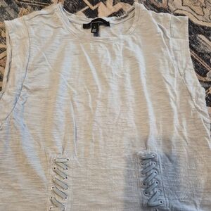 Women's Sleeveless Top with Lace-Up Detail Large White House Black Market